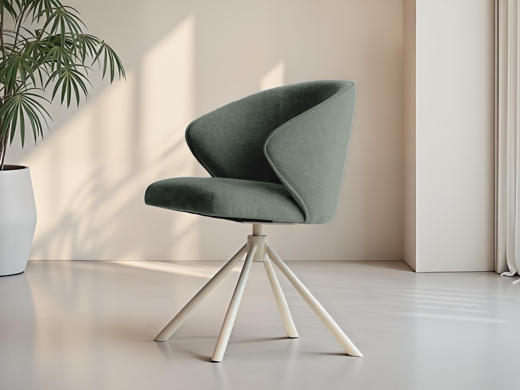 Muntkleurige eetstoel met luchtige uitstraling en zachte stof