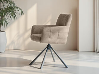 Beige eetkamerstoel met eco leer stof