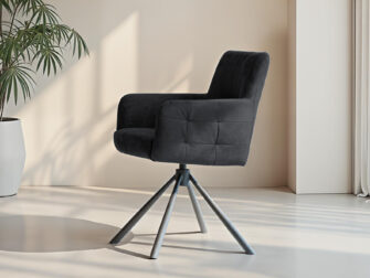 Zwarte eetkamerstoel met eco leer bekleding