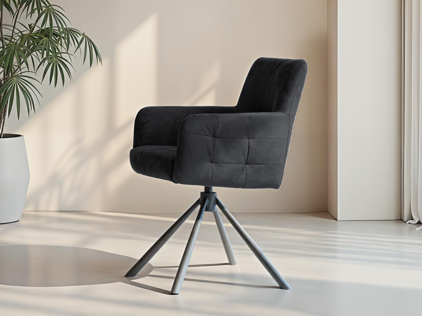 Zwarte eetkamerstoel met eco leer bekleding