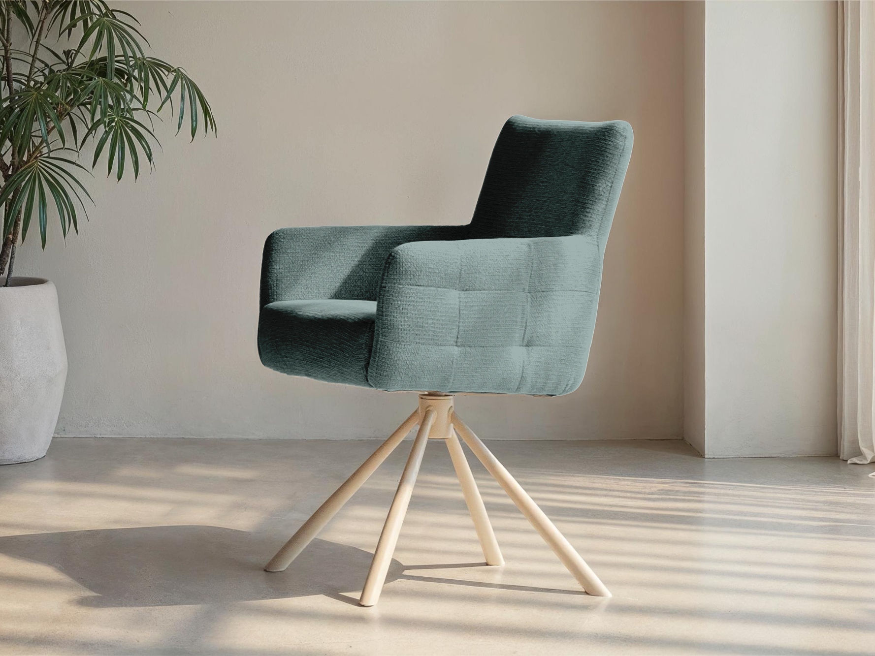 Luxe stoel met kuipzitting en draaivoet