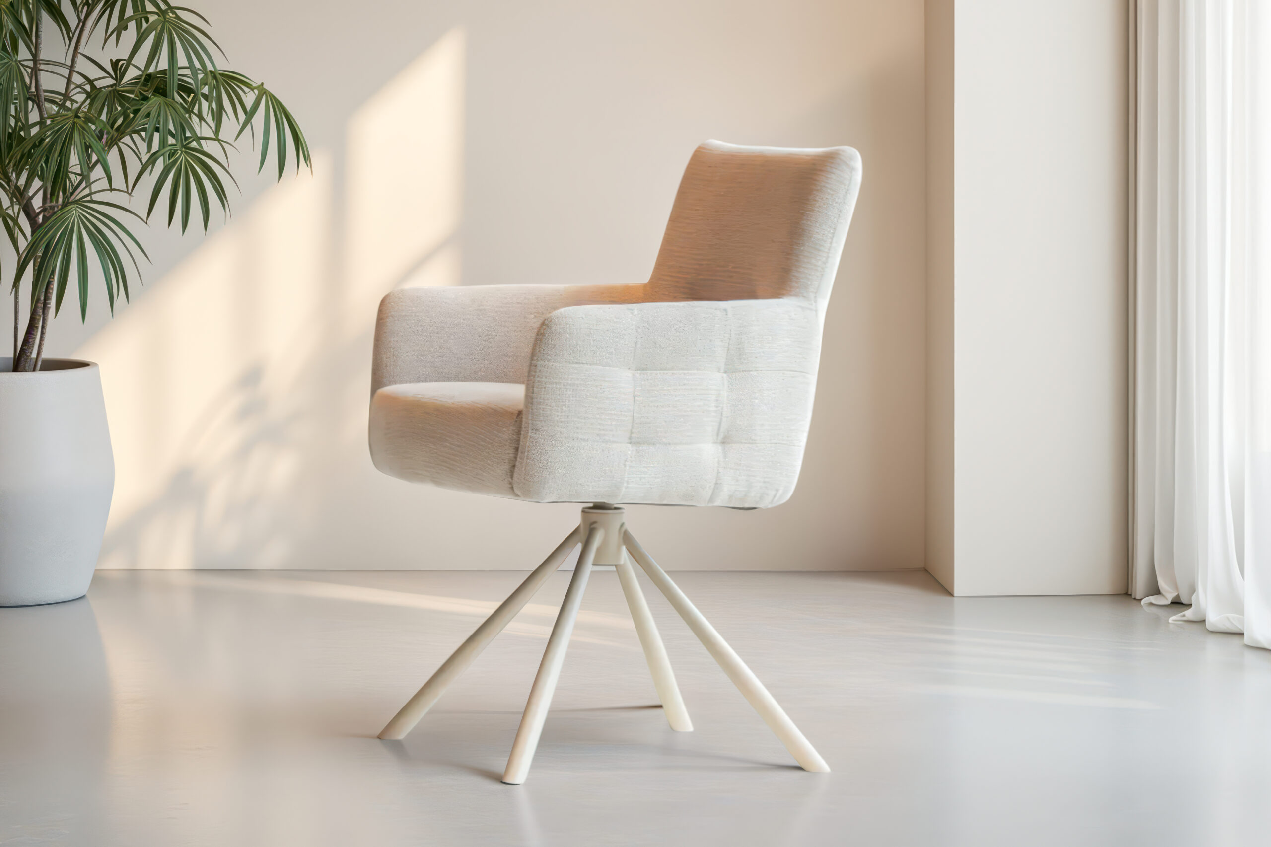 Eetkamerstoel op draaibare poot met minimalistisch design