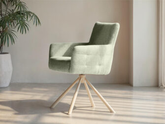 Eetkamerstoel Lamezi - mito desert - onderstel c - metaalkleur magnum Landelijke eetkamerstoel met metalen frame