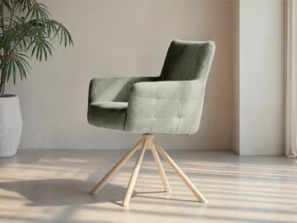 Eetkamerstoel Lamezi - mito lightgrey - onderstel c - metaalkleur magnum Eetkamerstoel met elegante armleuningen