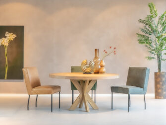 Eetkamerstoel Lupertazi in een lichte kleur, ideaal voor een moderne eetkamer.