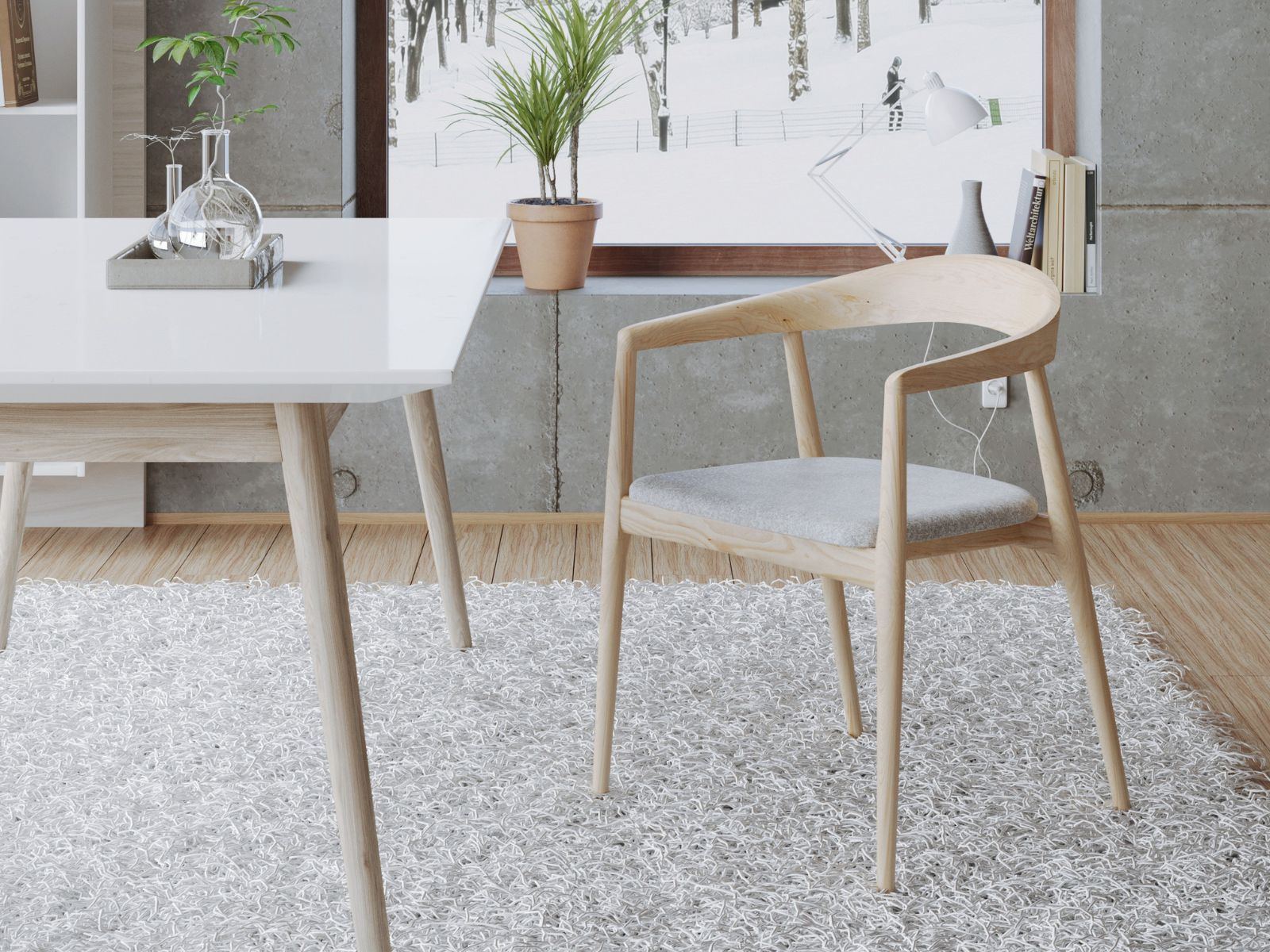 houten eetkamerstoel met zachte gestoffeerde zitting