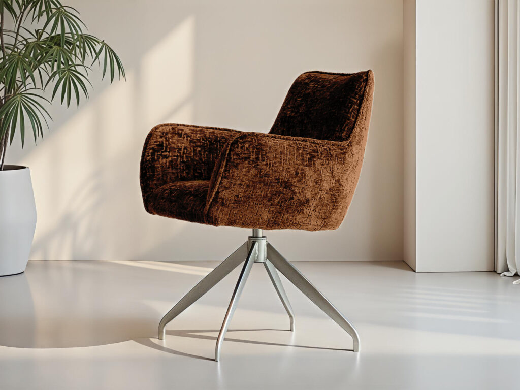 Draaibare eetkamerstoel met comfortabele kuipzitting en armleuningen