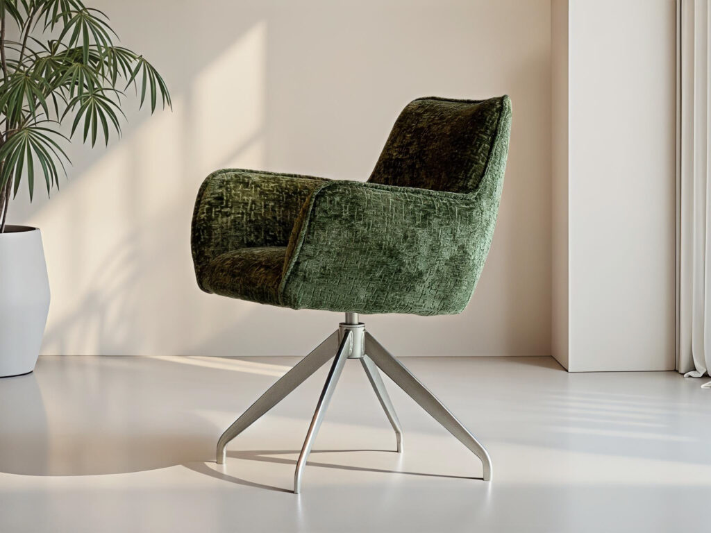 Luxe kuipstoel voor stijlvol dineren aan een ronde tafel