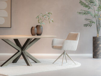 Eetkamerstoel Massimo - mito beige - onderstel t - metaalkleur champagne eetkamerstoel champagne onderstel