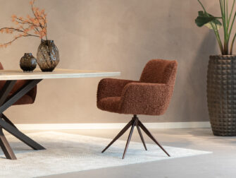 Eetkamerstoel Massimo - Eppic select rolf copper - onderstel t - metaalkleur mocca copper kleurig frame eetkamerstoel