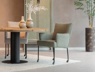 kuipstoel met wielen in stofgroep sneak kleur olive