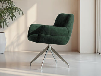 Eetkamerstoel Naxos - Eppic select country forest - onderstel r - metaalkleur champagne Donkergroene fluwelen eetkamerstoel met geborsteld metalen onderstel