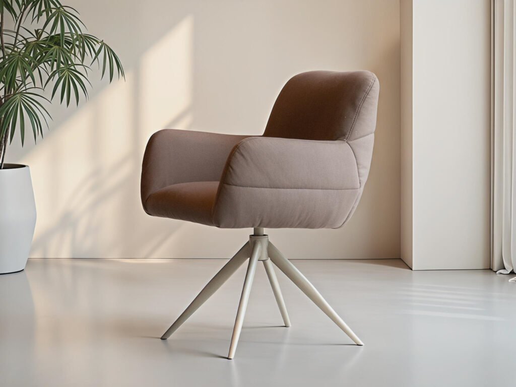 Warme bruine eetkamerstoel met stijlvolle vormgeving
