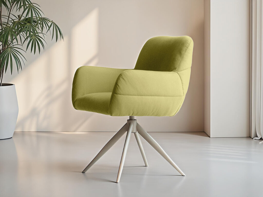 Moderne lime kleurige eetkamerstoel met draaivoet