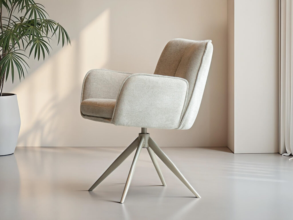 Eetkamerstoel in beige met moderne uitstraling