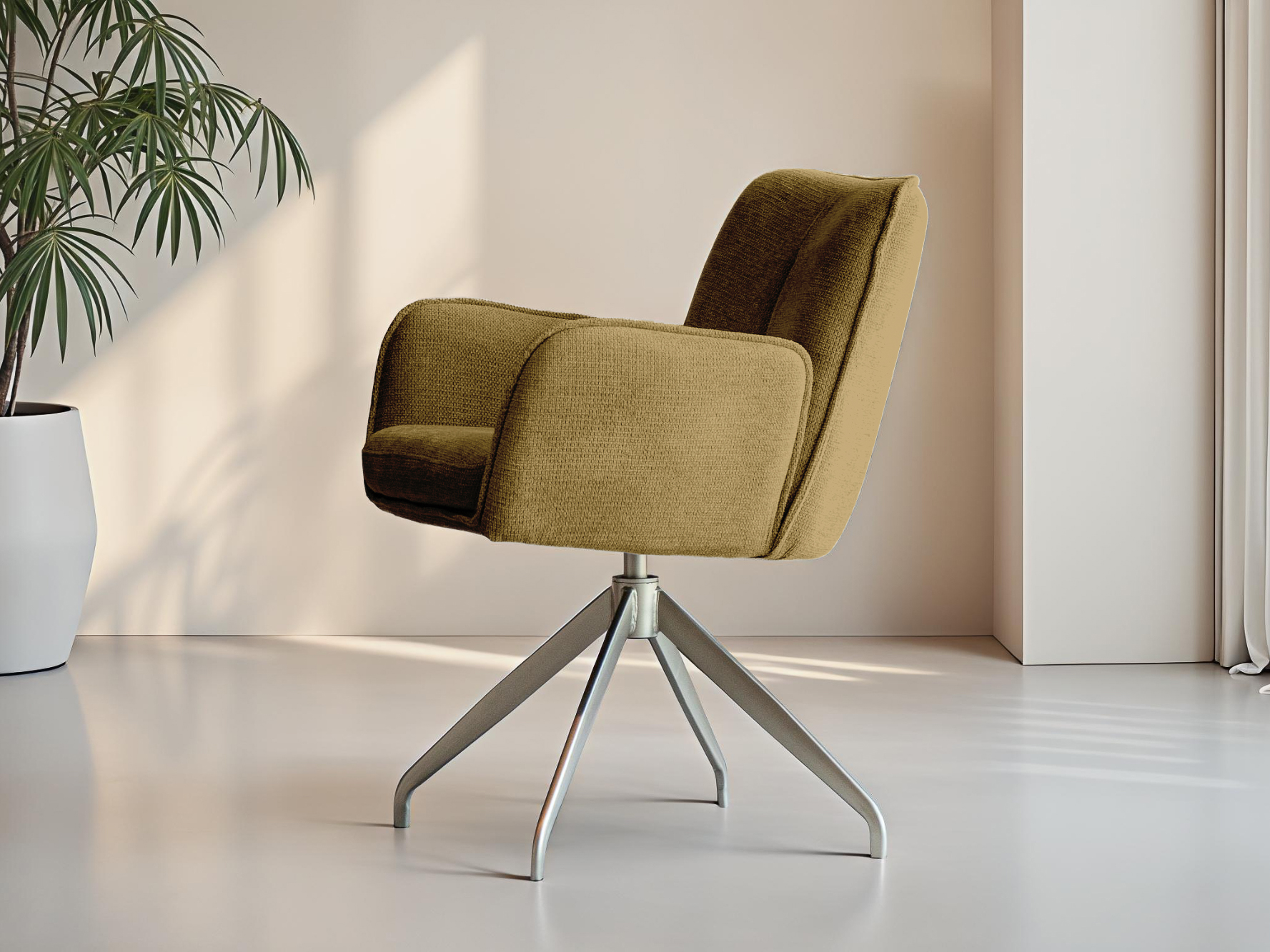 Eetkamerstoel in mosterdtint met eigentijdse flair