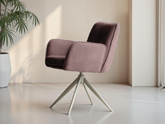 Oudroze eetkamerstoel in zachte stof