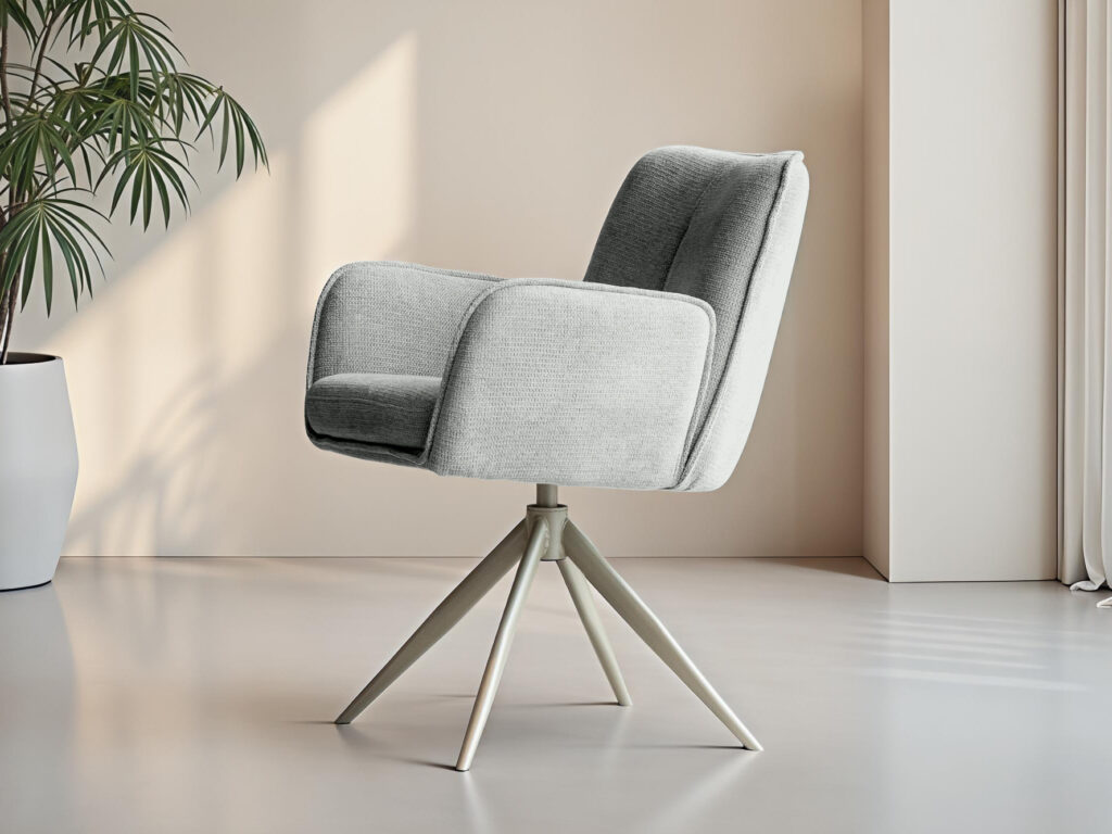 Grijs kleurige eetkamerstoel in eigentijdse stijl