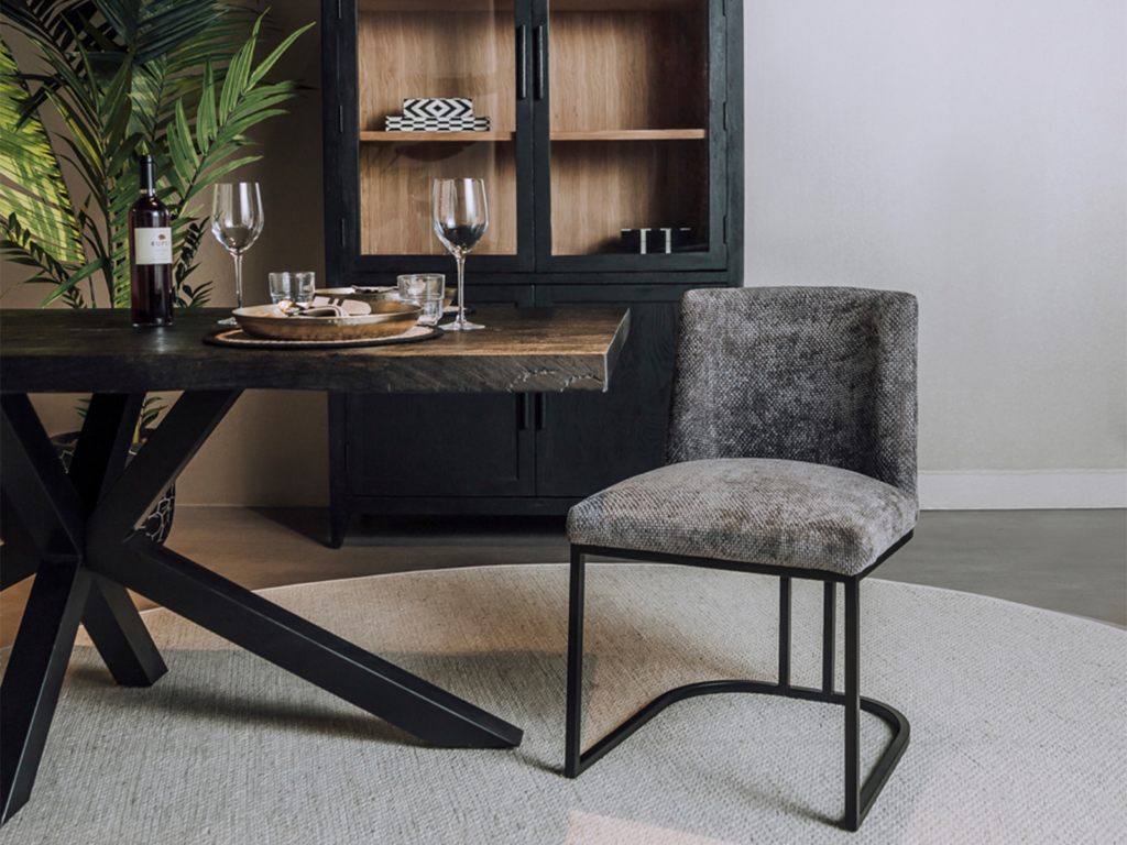 grijze eetkamerstoel zonder armleuning