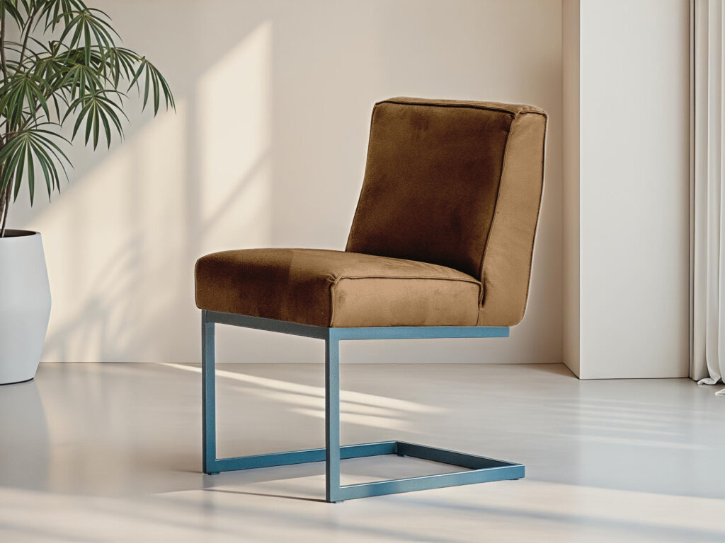 Stoere eetkamerstoel zonder armleuningen met industriële look en comfort