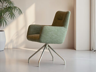 Eetkamerstoel Santorini - Eppic select atocha hunter - onderstel a - metaalkleur champagne Eetkamerstoel met diepe groentint, comfortabele zitting en draaibaar design