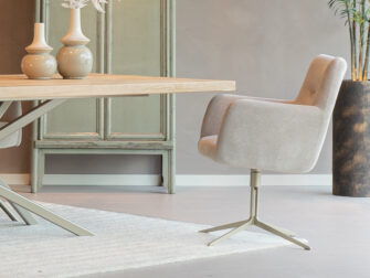 Eetkamerstoel Santorini - Mito - Beige - onderstel e - metaalkleur Champagne armstoelen eetkamer mito beige zelf configureren