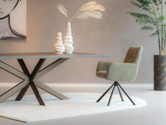 Eetkamerstoel Santorini - baltimore pistachio -onderstel c - metaalkleur zwart diverse eetkamerstoelen zelf samenstellen