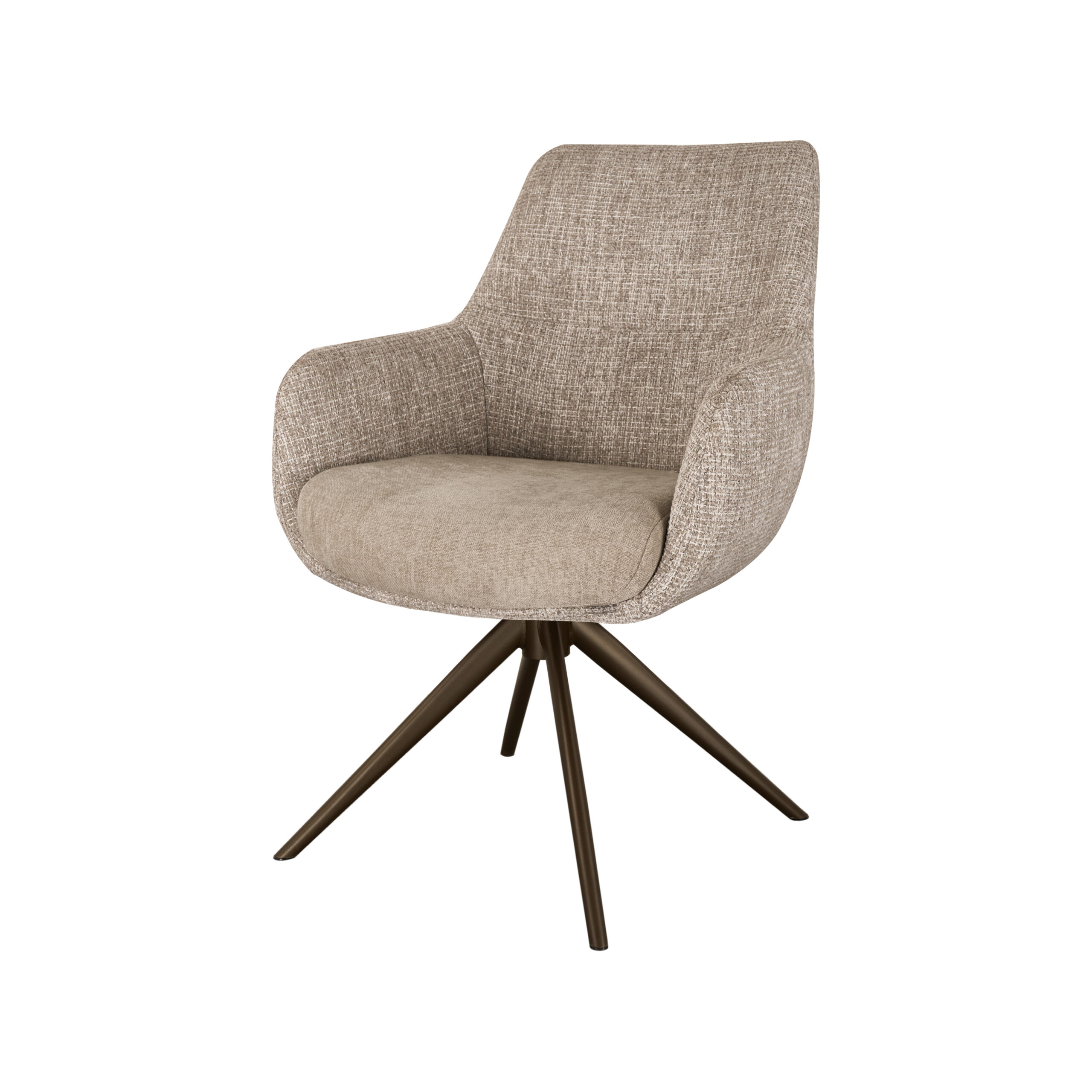 Eetkamerstoel Sky - naturel - dubbele stoffering - metaalkleur anodic brown