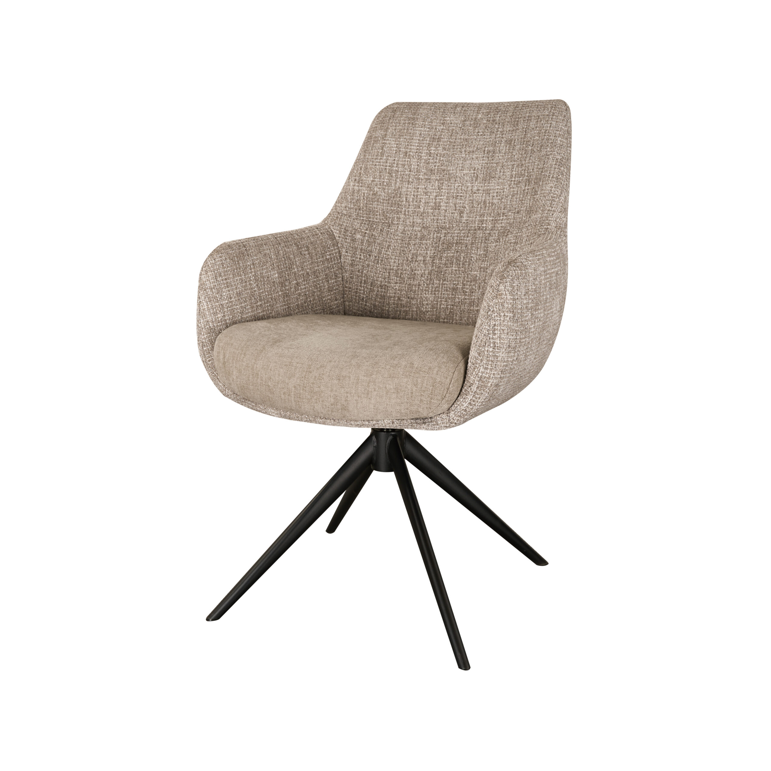 Eetkamerstoel Sky - naturel - dubbele stoffering - metaalkleur zwart