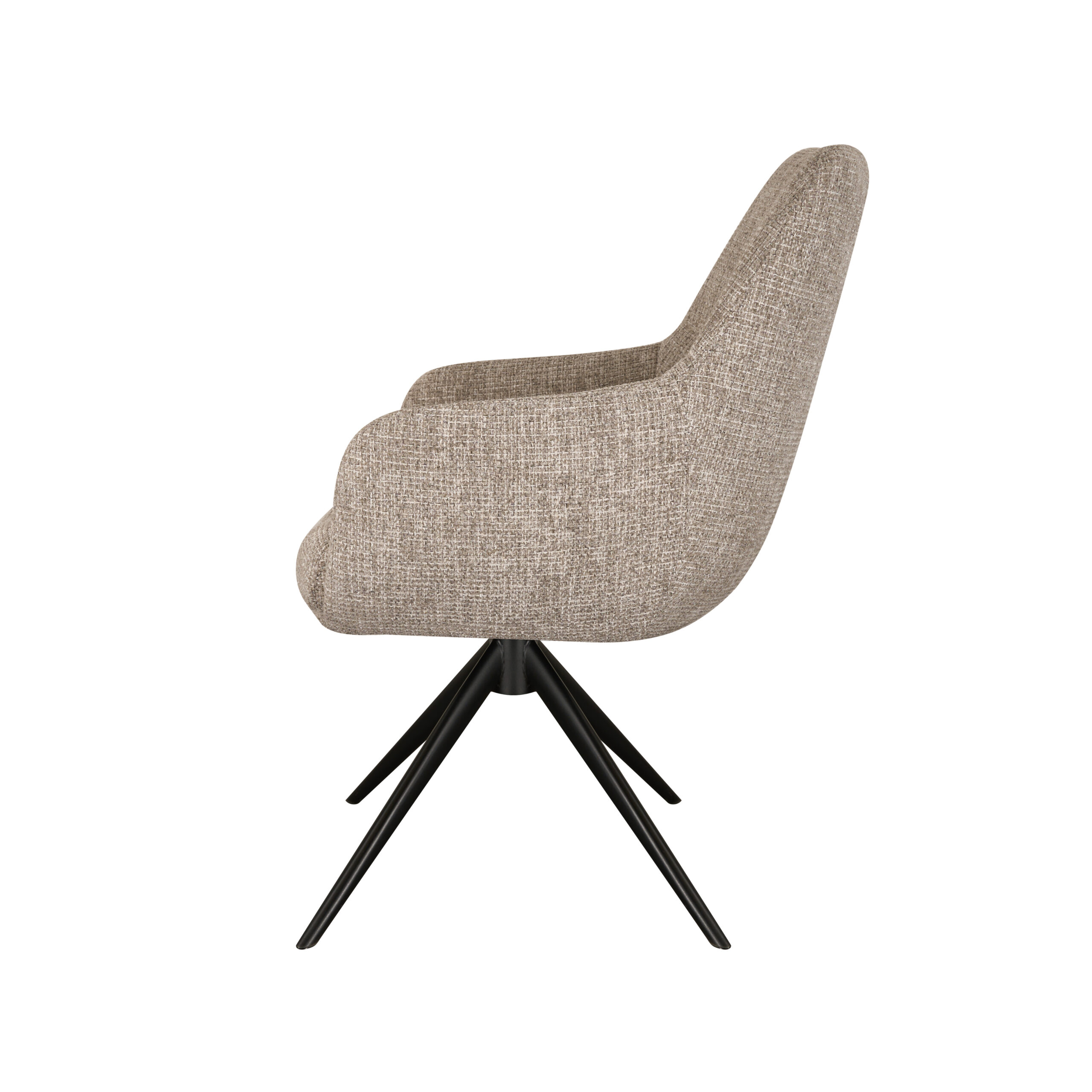 Eetkamerstoel Sky - naturel - enkele stoffering - metaalkleur zwart