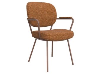 Eetkamerstoel Solis - coral - met arm - metaalkleur terra Eetkamerstoel Solis - coral - met arm - metaalkleur terra