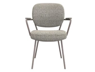 Eetkamerstoel Solis - mushroom - met arm - metaalkleur brons Eetkamerstoel Solis - mushroom - met arm - metaalkleur brons