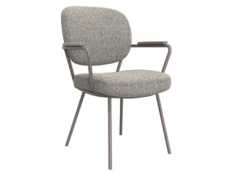 Eetkamerstoel Solis - mushroom - met arm - metaalkleur brons Eetkamerstoel Solis - mushroom - met arm - metaalkleur brons