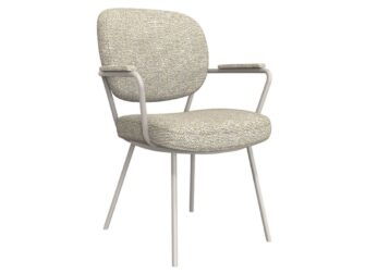 Eetkamerstoel Solis - naturel - met arm - metaalkleur taupe Eetkamerstoel Solis - naturel - met arm - metaalkleur taupe