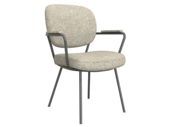 Eetkamerstoel Solis - naturel - met arm - metaalkleur zwart Eetkamerstoel Solis - naturel - met arm - metaalkleur zwart