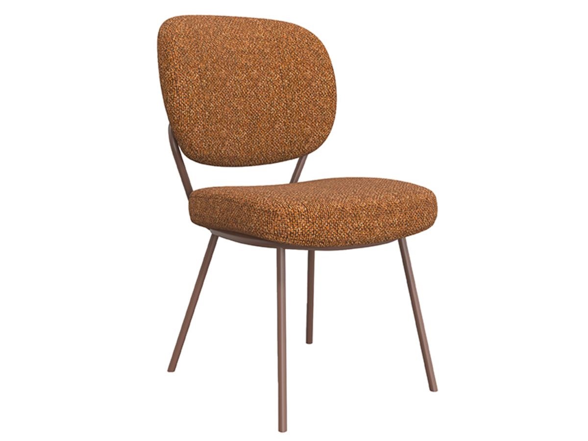 Eetkamerstoel Solis - coral - zonder arm - metaalkleur terra