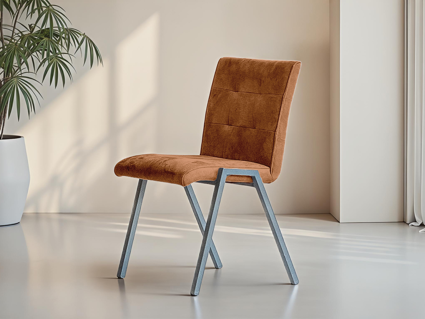 Luxe stoel met comfortabele zitting, capiton rugdetail en metalen poten