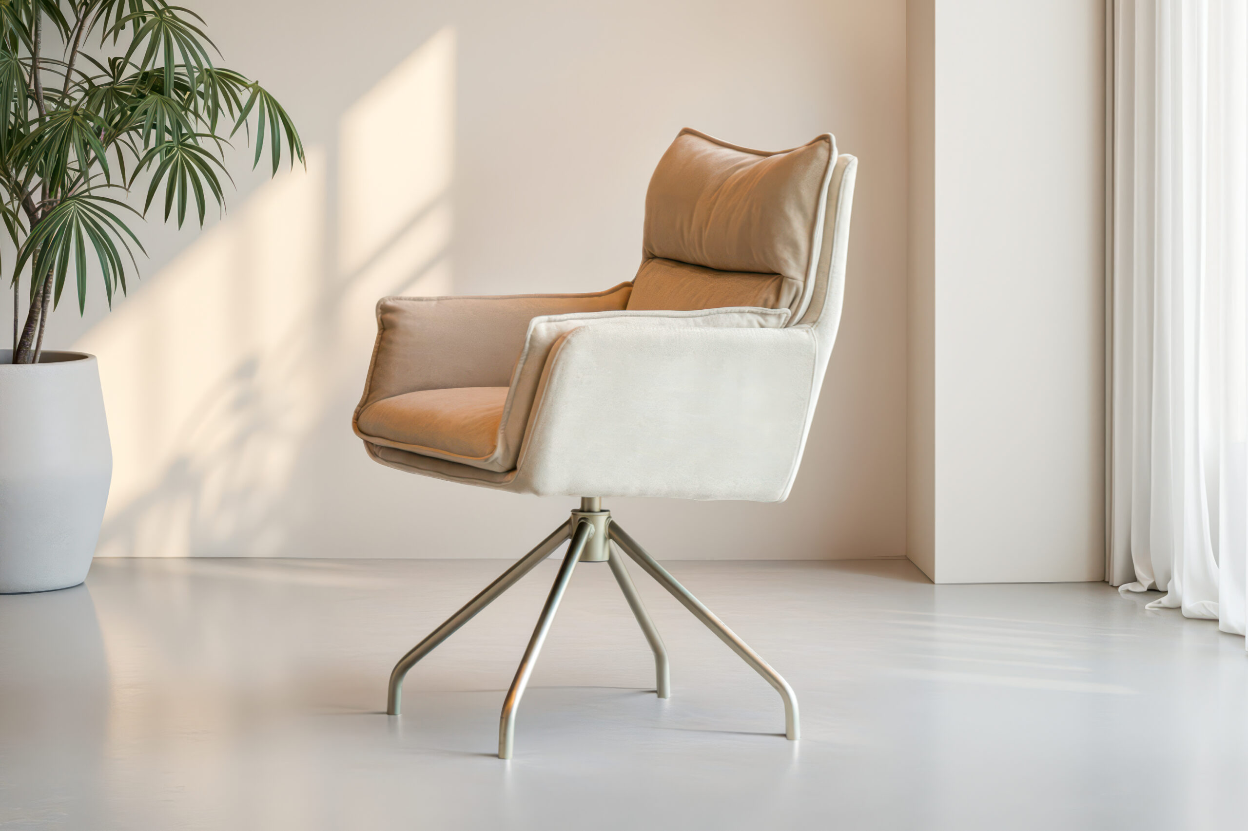 Trendy eetkamerstoel met draaibare zitting en stevige poten