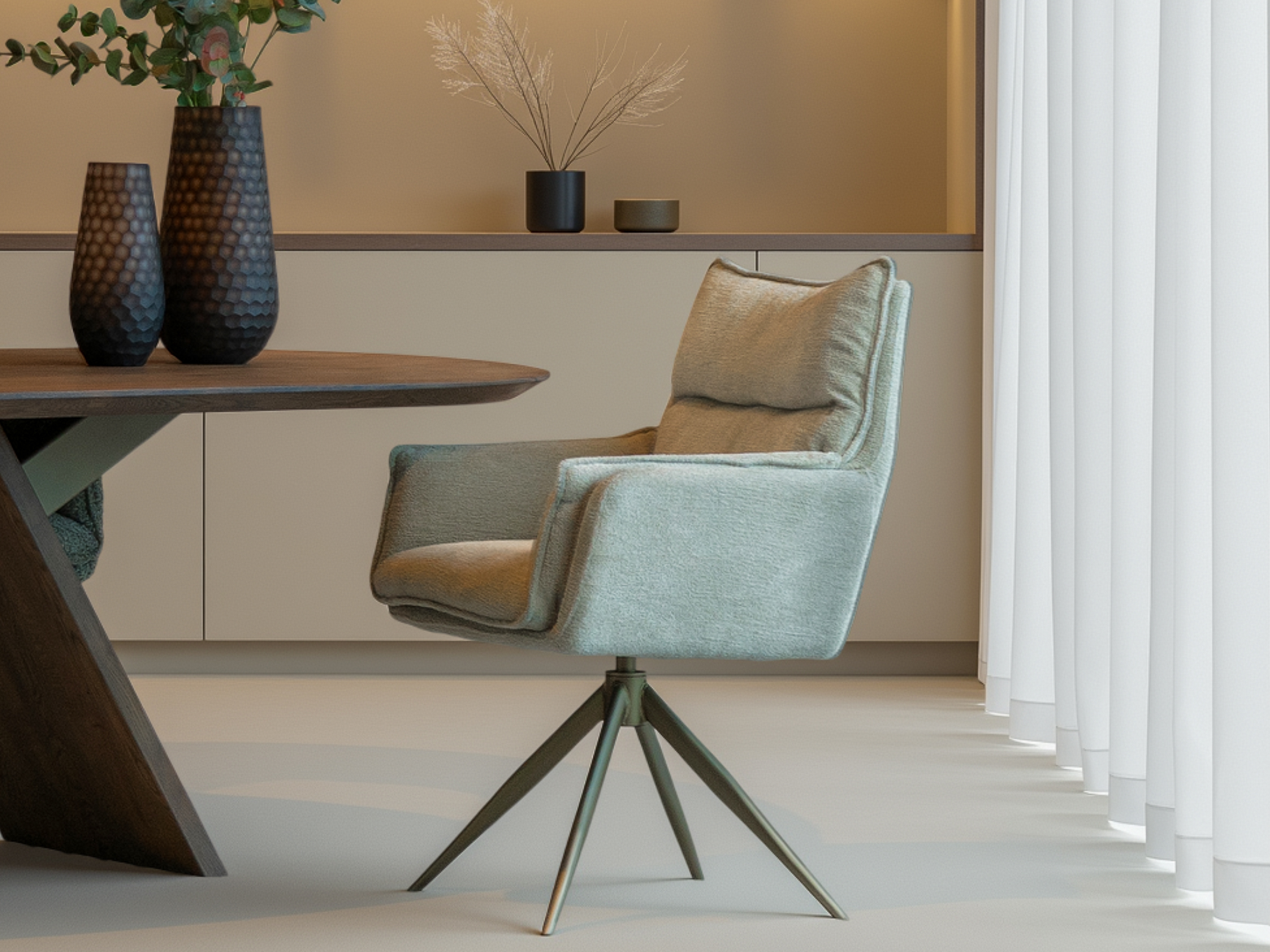 Comfortabele en eigentijdse eetkamerstoel met een stijlvolle en moderne look