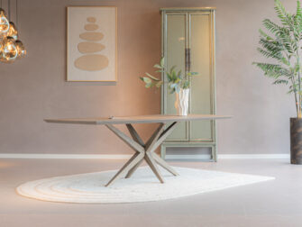 Eettafel Langres - 240x100cm - Bootmodel - Smoke - Onderstel Bedoin (2) houten eettafels outlet