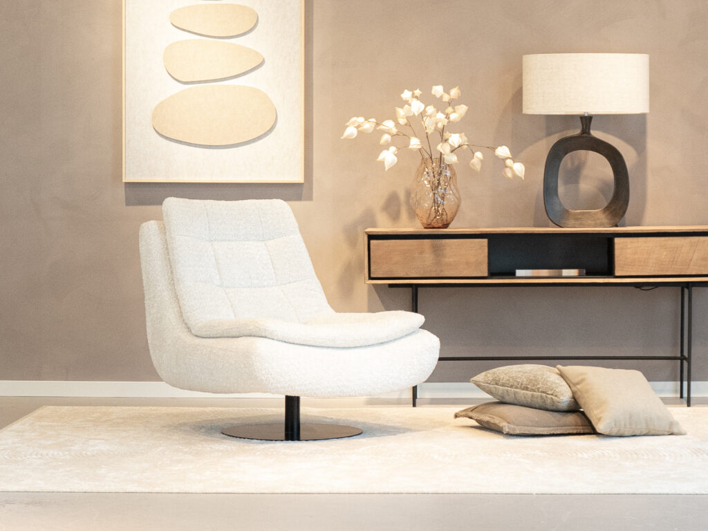 witte draai fauteuil zonder arm