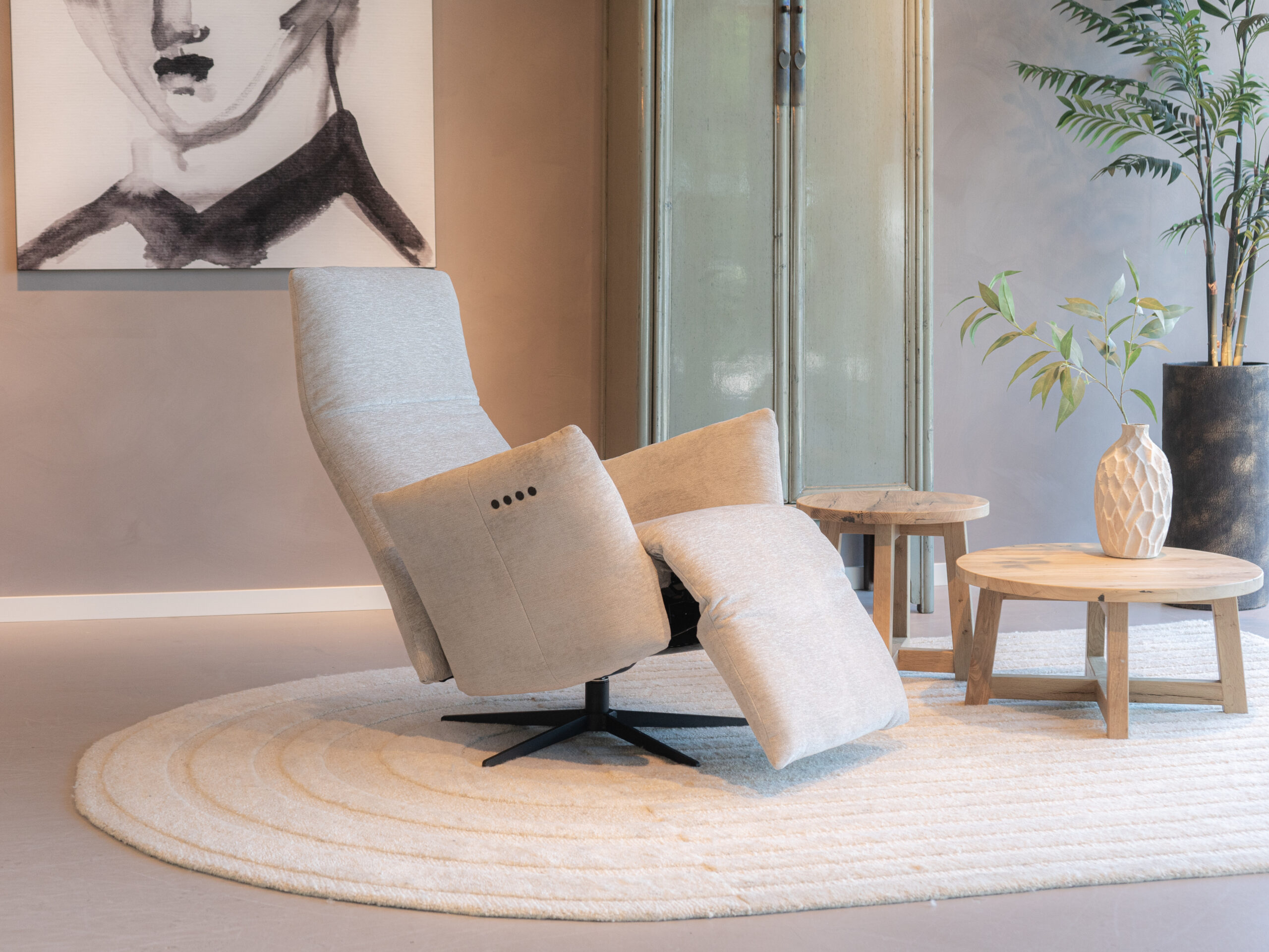 oplaadbare relaxed fauteuil in stof