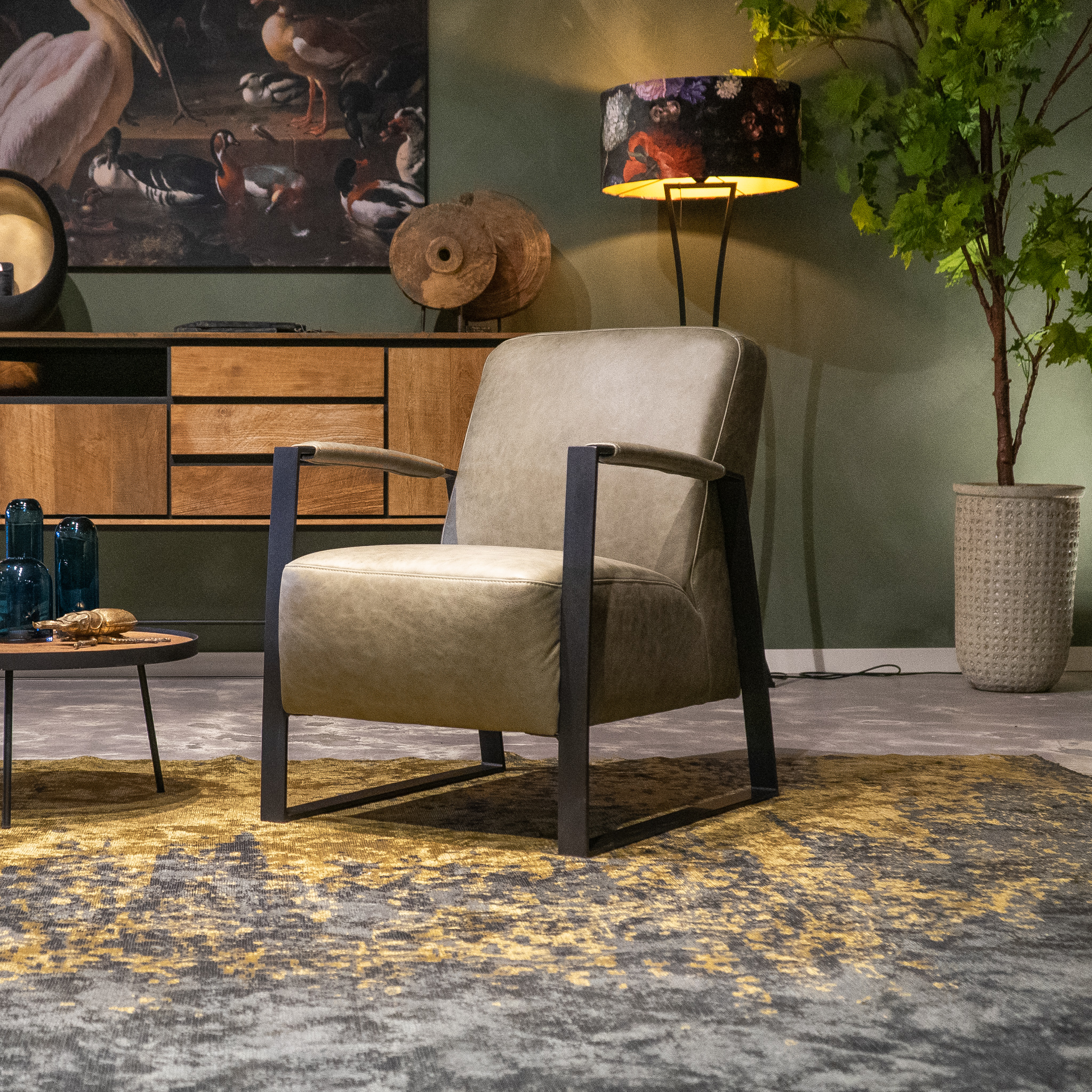 Stoere fauteuil Streza in leer