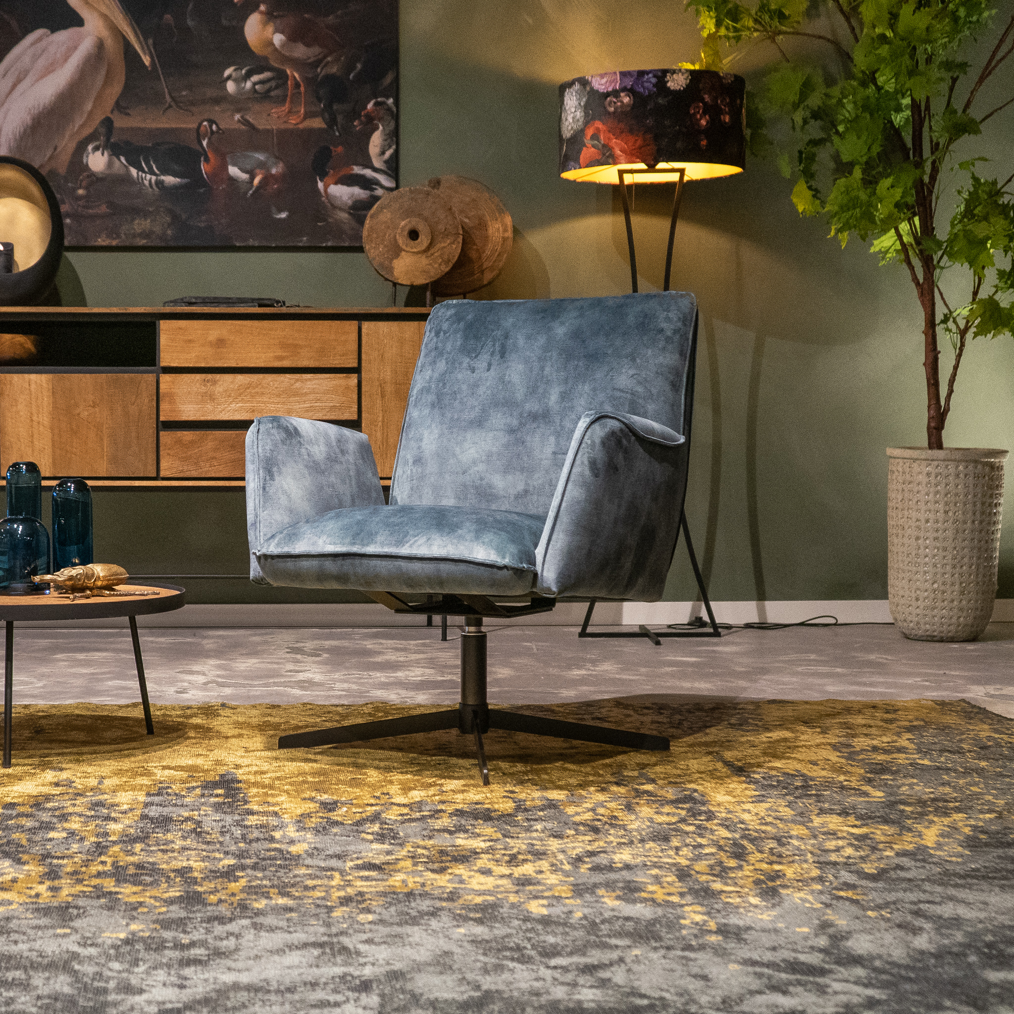 Robuuste fauteuil Vardan velvet