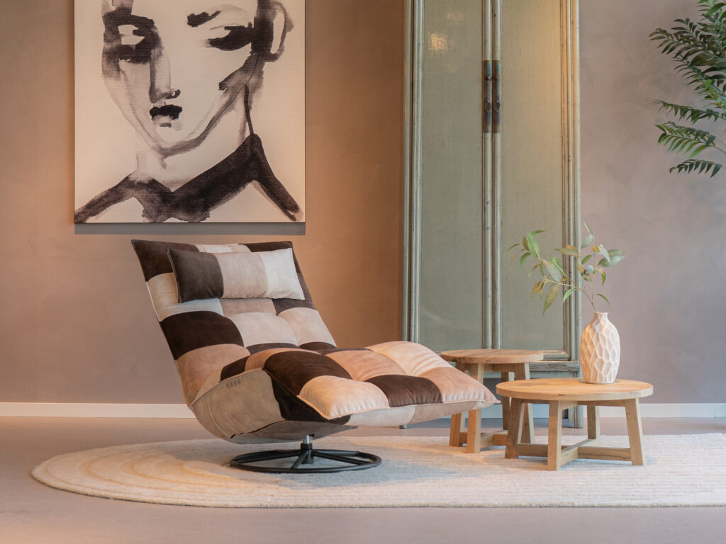 relaxfauteuil in diverse mix kleuren velvet stof