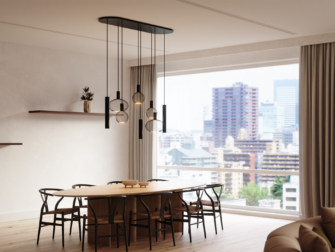 luxe hanglamp met halve ovale plafondplaat in het zwart