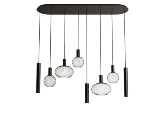 Hanglamp Como - 145x40cm - RAL 9005 - incl. 8x lichtbron