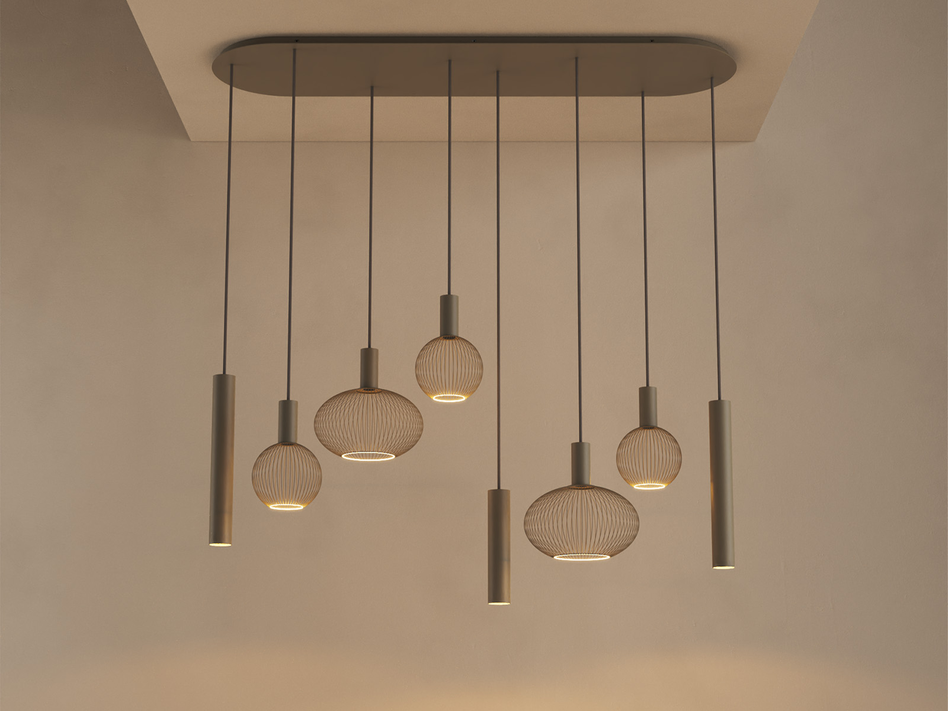 design plafondlamp met halve ovale montageplaat