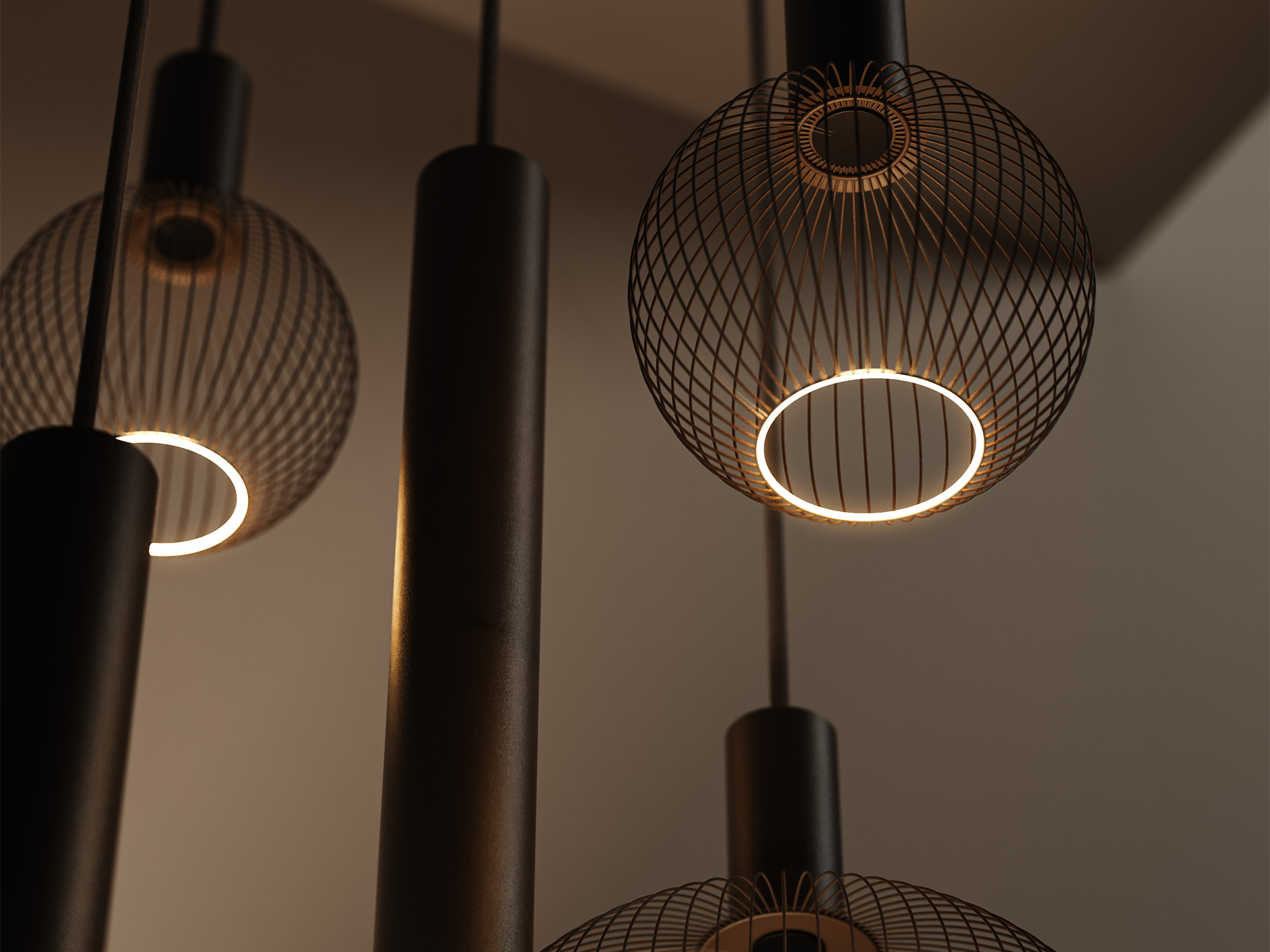 Hanglamp Como Ø50cm - RAL 9005 - incl. 5x lichtbron