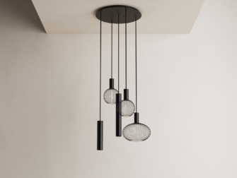 Hanglamp Como Ø50cm - RAL 9005 - incl. 5x lichtbron hanglamp met vijf hangende elementen